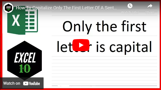 How to Capitalize the First Letter of a Sentence in Excel